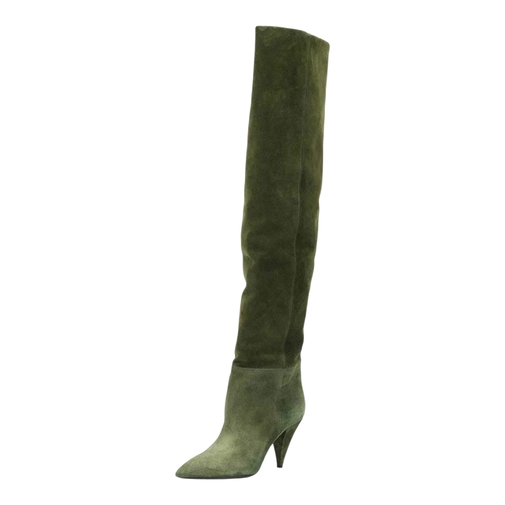 XYD Olive Over the Knee Suede Boots